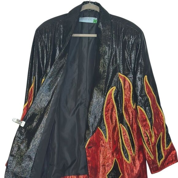 1980’s Custom Flame Fire Jacket  Rockabilly Glitter Blazer| Size 42 - Picture 10 of 10
